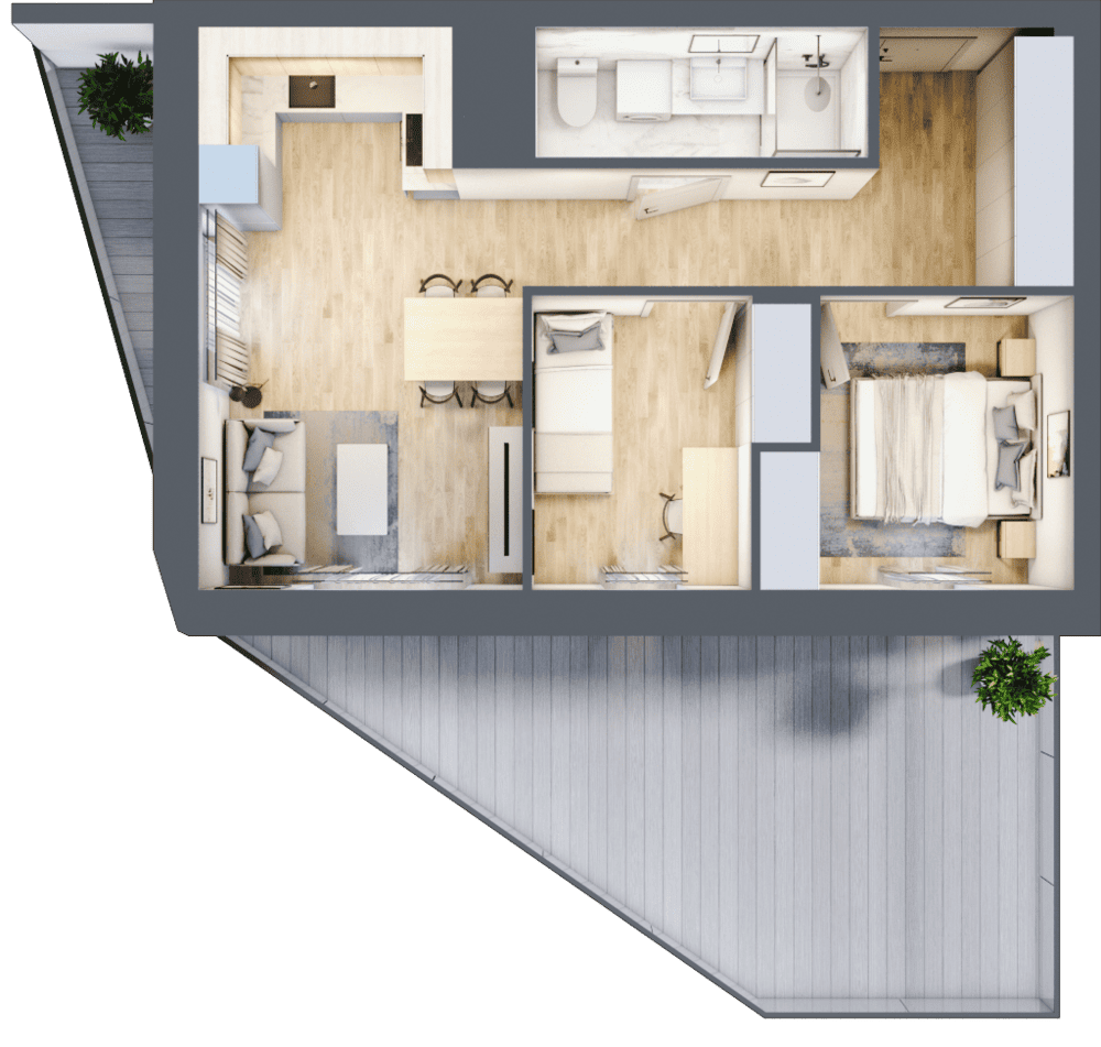 Mieszkanie B47B-04 - plan mieszkania 3d