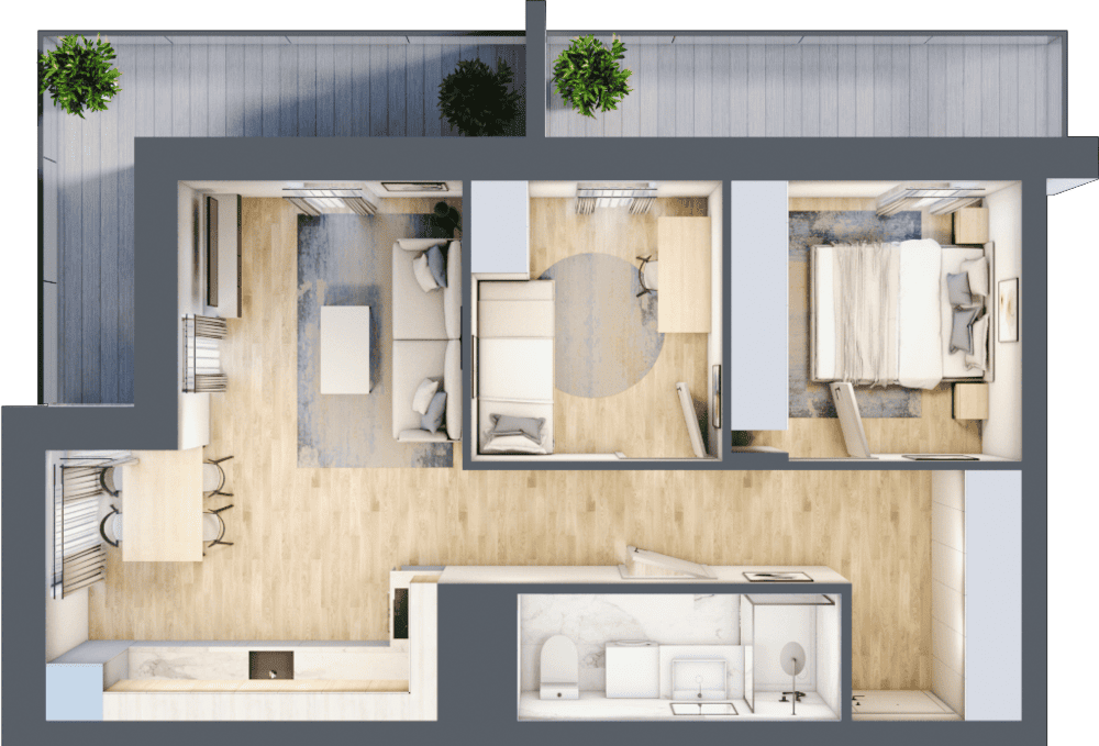 Mieszkanie B47B-84 - plan mieszkania 3d