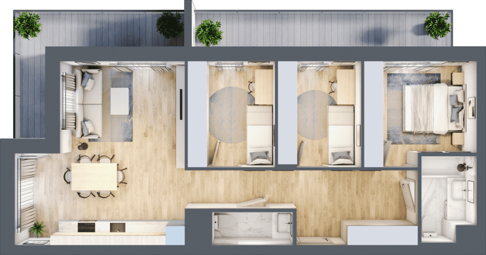 Mieszkanie B47C-18 - plan mieszkania 3d