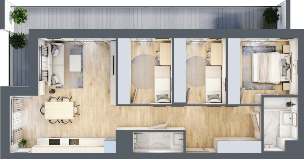 Mieszkanie B47C-24 - plan mieszkania 3d