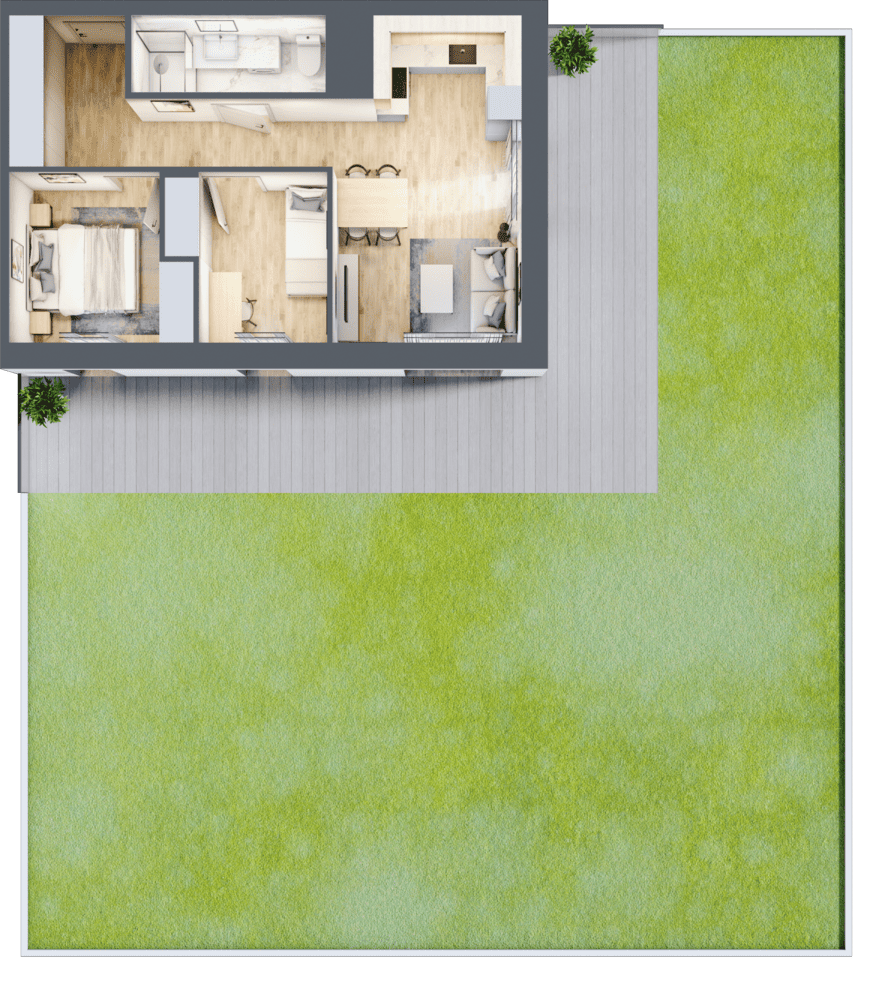 Mieszkanie B47C-03 - plan mieszkania 3d