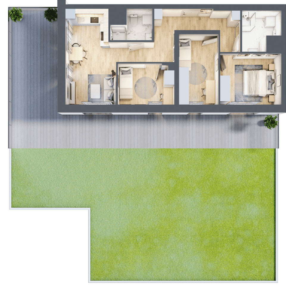Mieszkanie B47C-04 - plan mieszkania 3d