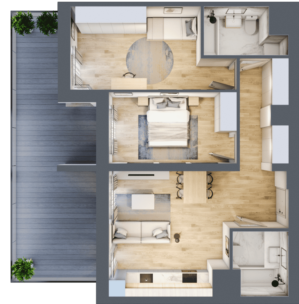 Mieszkanie B47C-05 - plan mieszkania 3d