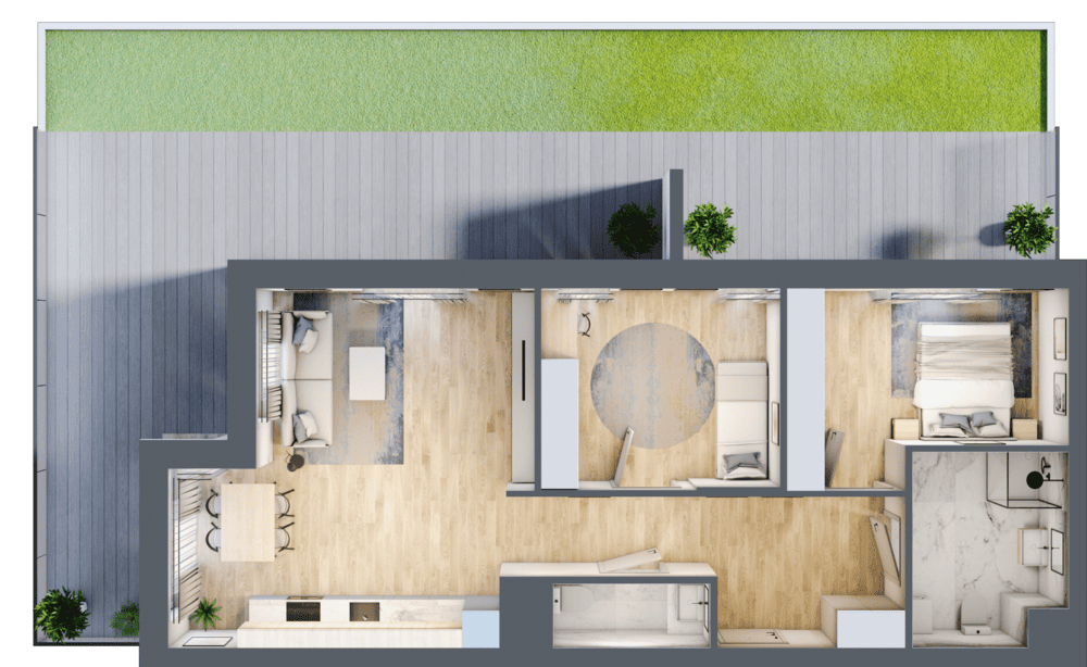 Mieszkanie B47C-06 - plan mieszkania 3d