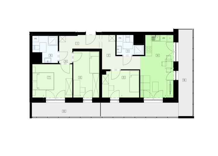 Mieszkanie B47B-57 - plan mieszkania